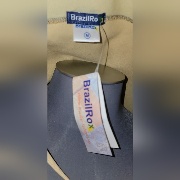 $172 NWT BRAZIL ROXX SUNDRESS TAN WITH TURQUOISE EMBROIDERY SPAGHETTI STRAPS M - Picture 8 of 10